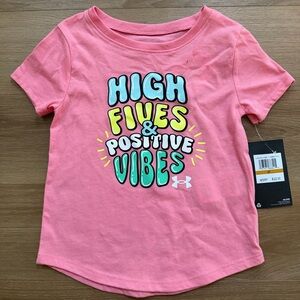NWT. Under Armour Kids Pink Tee with Vibrant Graphic, Size 3T